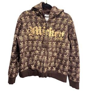 Disneyland Resort Youth XXL Hoodie (Fits Women's Small) Mickey Mouse Brown Gold